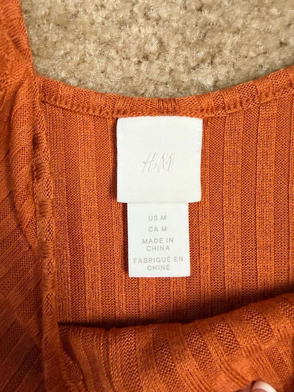 H&M Ribbed Button Front Tank Top Rust Orange Size M - Picture 2 of 5